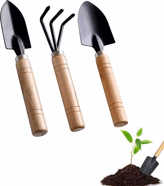 Set di attrezzi da giardino multifunzionali, ideali per bonsai e piante in vaso, con manici in legno