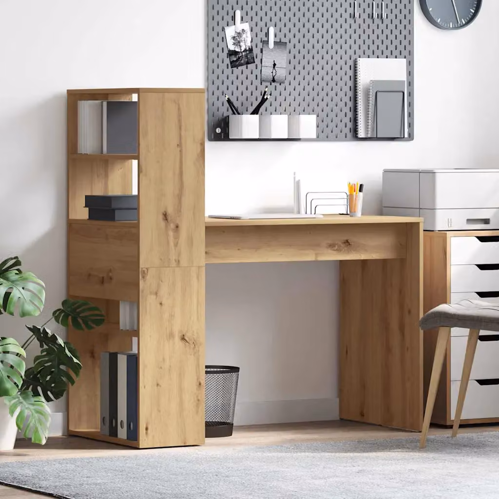 Scrivania moderna vidaXL in legno rovere marrone L: 120 cm, P: 54 cm, H: 75 cm