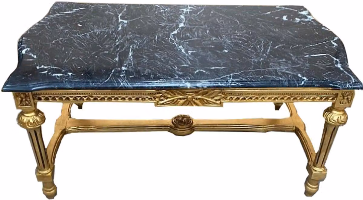 Casa Padrino Tavolino barocco antico oro con piano in marmo nero 103 x 56 x 47 cm - aspetto antico