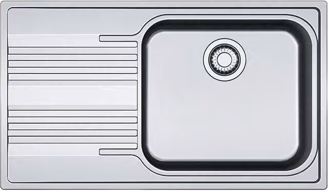 Lavello integrato a 1 vasca con sgocciolatoio a sinistra Franke Smart LB in inox argento L 86 x P 50 cm