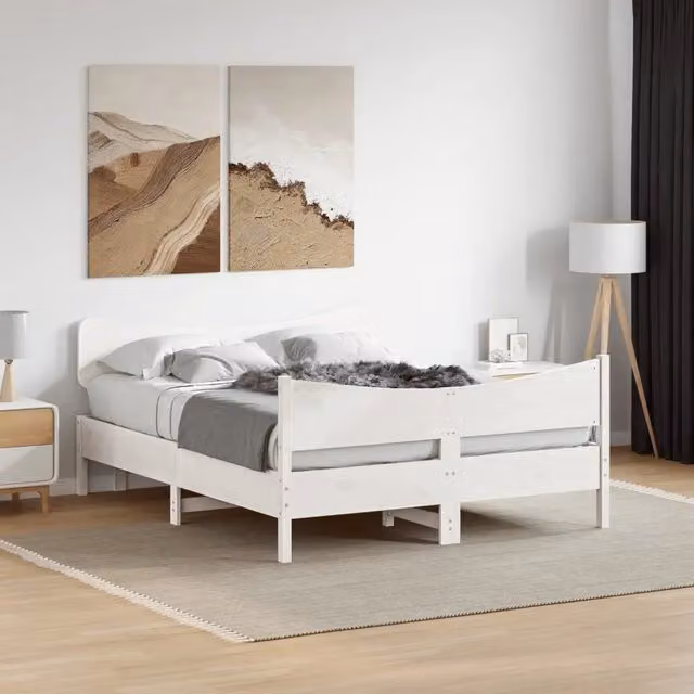 Letto senza Materasso Bianco 140x190 cm Legno Massello di Pino 3216394