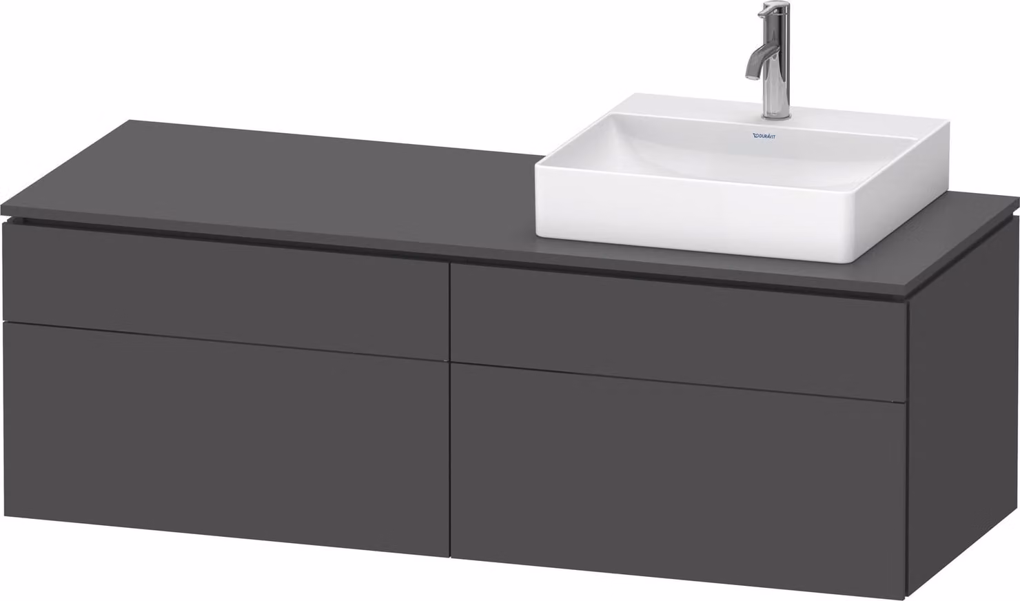 Duravit L-Cube Meuble sous-lavabo en console suspendu, avec plan de toilette en console, 4 tiroirs, vasque à droite, 1420x482x550mm, LC4870R49490000, LC4870R49490000