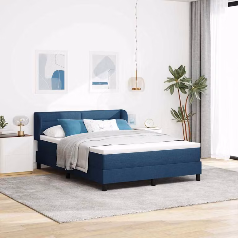 Maison Exclusive - Letto boxspring con testiera blu 140 x 200 cm in tessuto