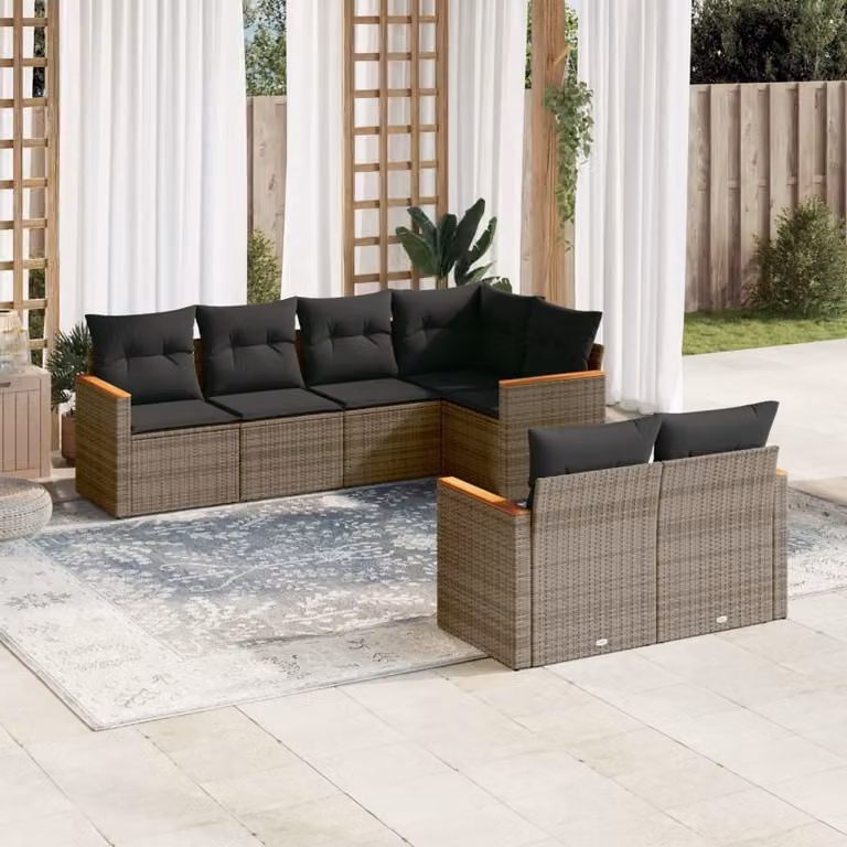 Maison Exclusive - Set Divani da Giardino 7 pz con Cuscini Grigio in Polyrattan