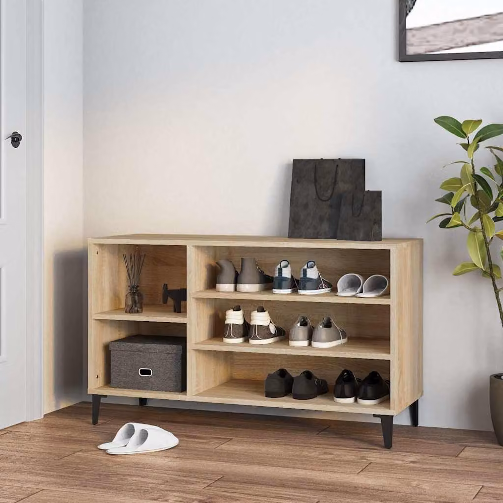Scarpiera moderna vidaXL in rovere con ripiani piatti, L/P/H: 102 x 36 x 60 cm