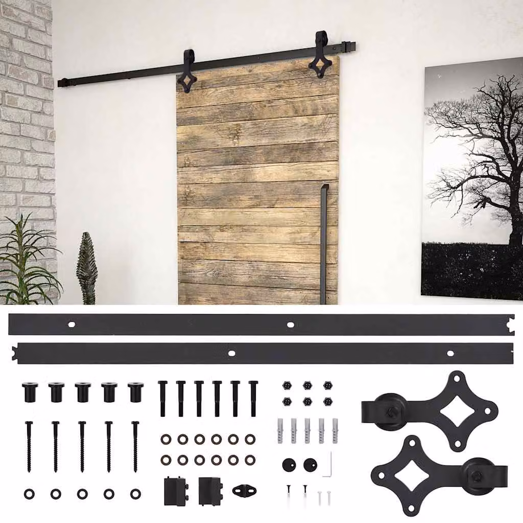 vidaXL Kit di Binari per Porte Scorrevoli SKIEN in Acciaio Nero Opaco