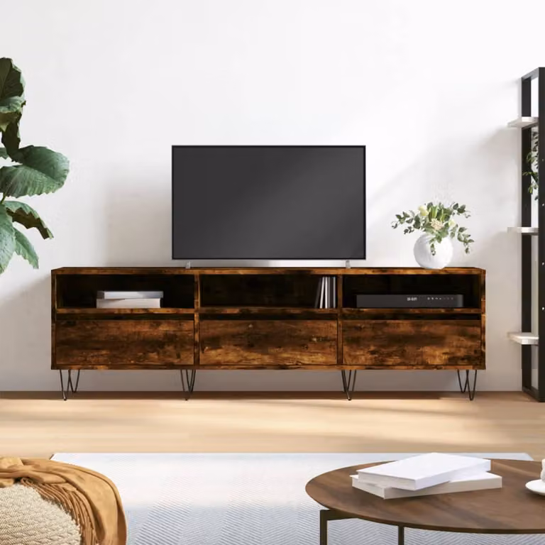 vidaXL Mobile Porta TV in Stile Industriale, Rovere Fumo, L/P/H: 150 x 30 x 44,5 cm