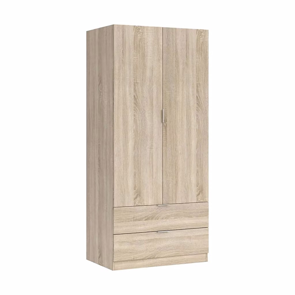 Armadio DMORA per camera da letto con 2 ante e 2 cassetti, Rovere, L: 81,5 cm, P: 52 cm, H: 180 cm – 2