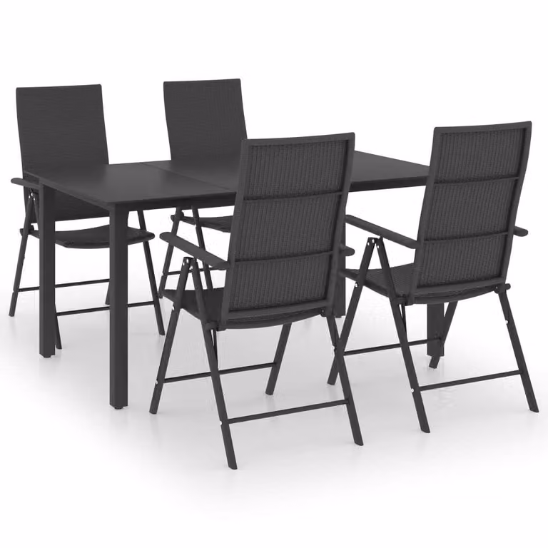 Set da Pranzo da Giardino 5 pz Nero