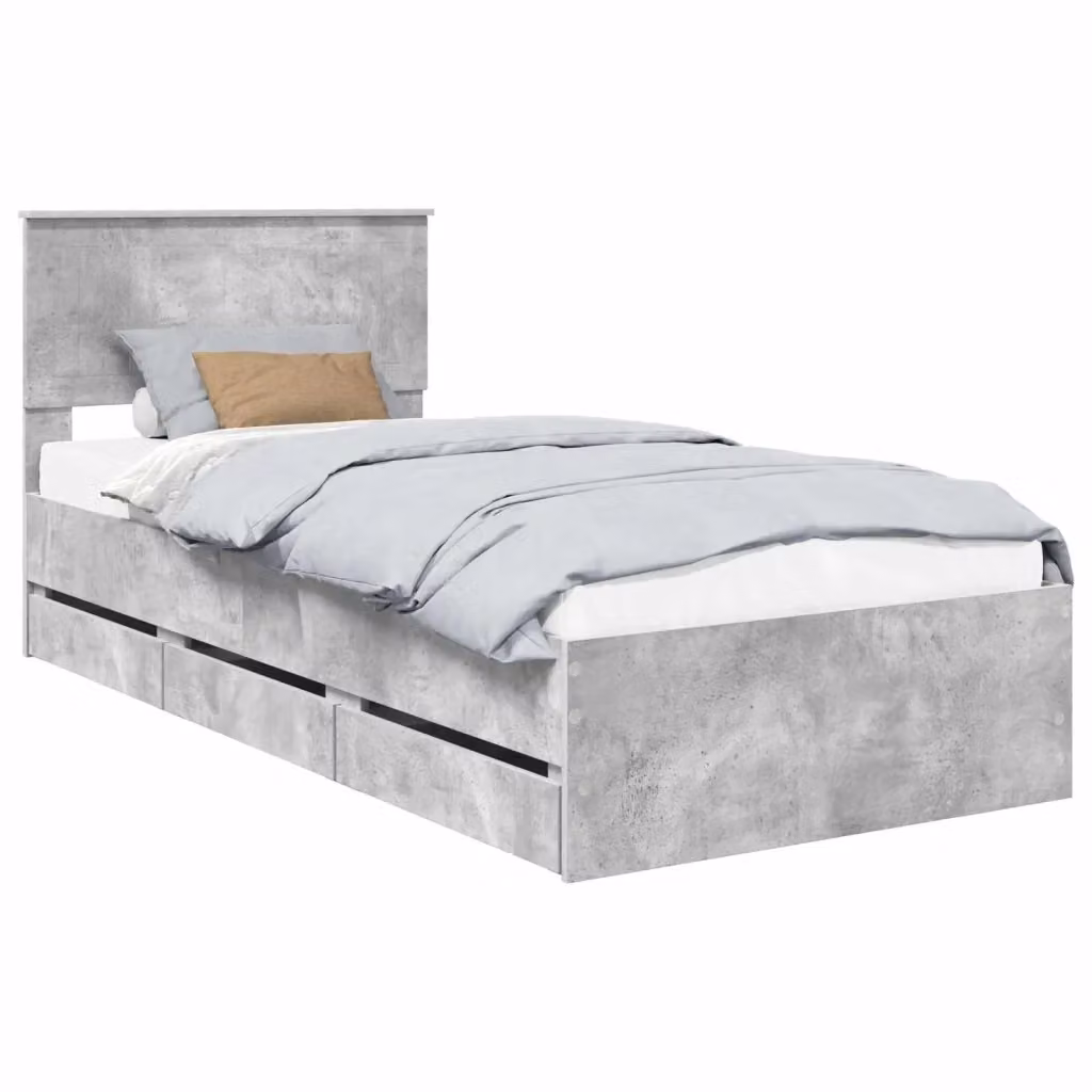 Letto moderno con cassetto vidaXL in legno ingegnerizzato Grigio, L/P/H: 90 x 200 x 210 cm – 2