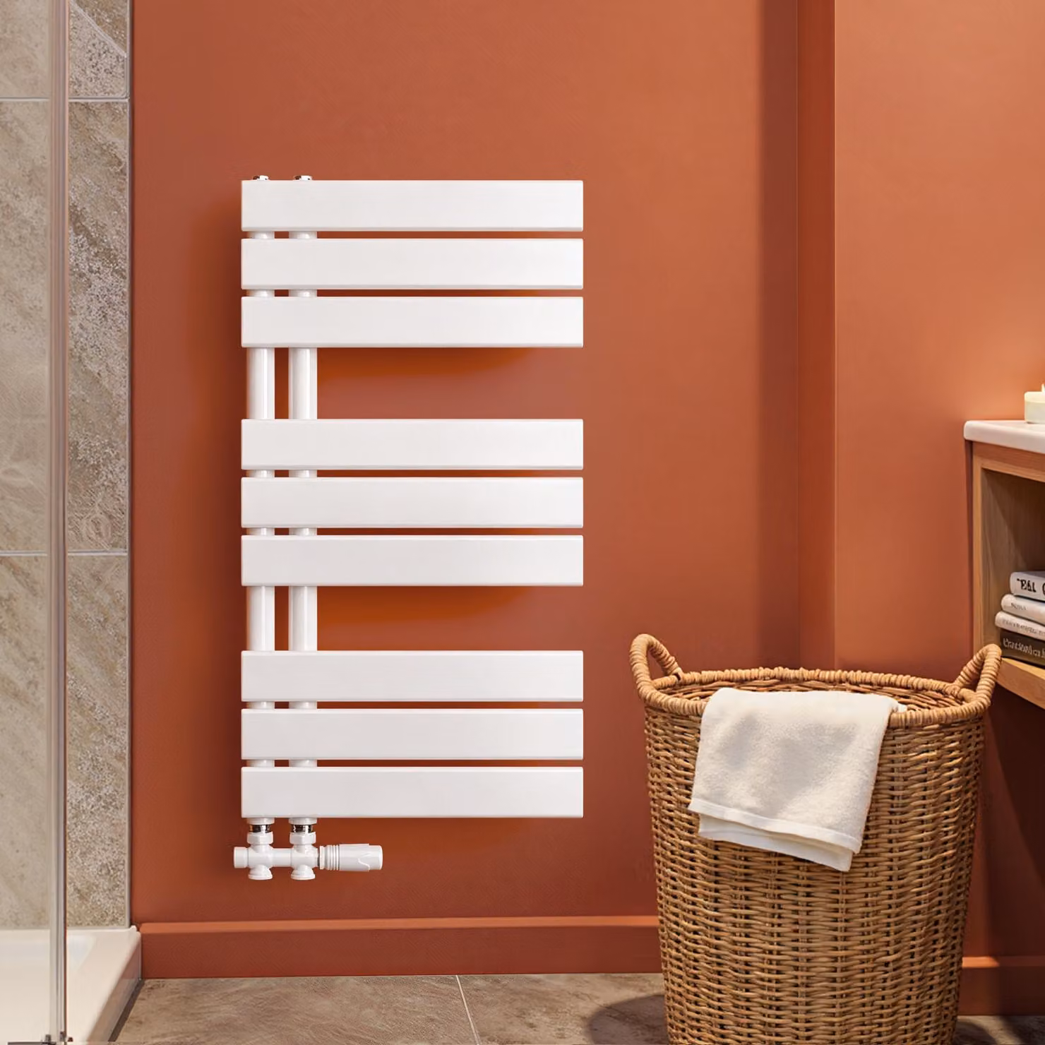 S'AFIELINA 762x400mm radiatore bagno design radiatore asciugamani bianco pannello piatto attacco laterale radiatore per bagno asciugamani 342 Watt