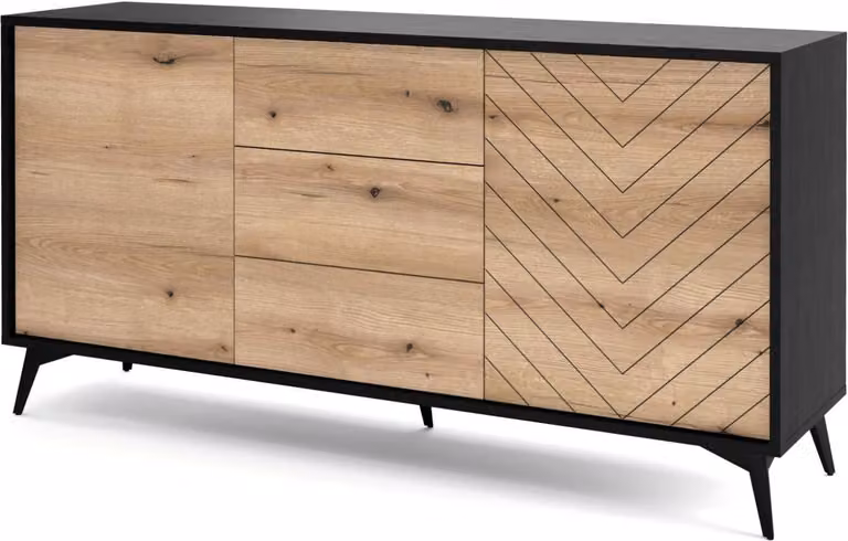 FURNLUX Credenza Diamond Beige E Nero 154cm / Colore principale: Beige / Dimensioni: 154 x 77 x 39 cm
