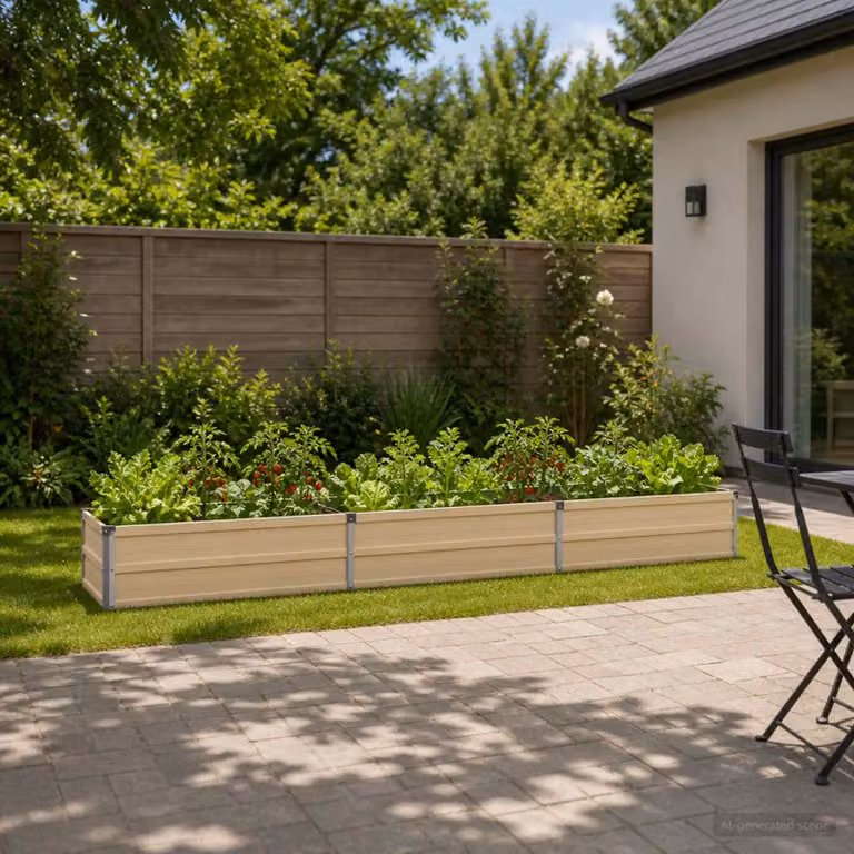 Letto rialzato da giardino vidaXL in metallo Corten beige L: 240 cm, P: 40 cm, H: 24 cm