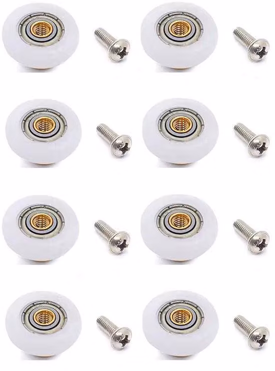 Ruota in acciaio inossidabile per porte doccia - diametro 19 mm - confezione da 8 pezzi - multifunzionale - di alta qualità - con viti incluse - per docce