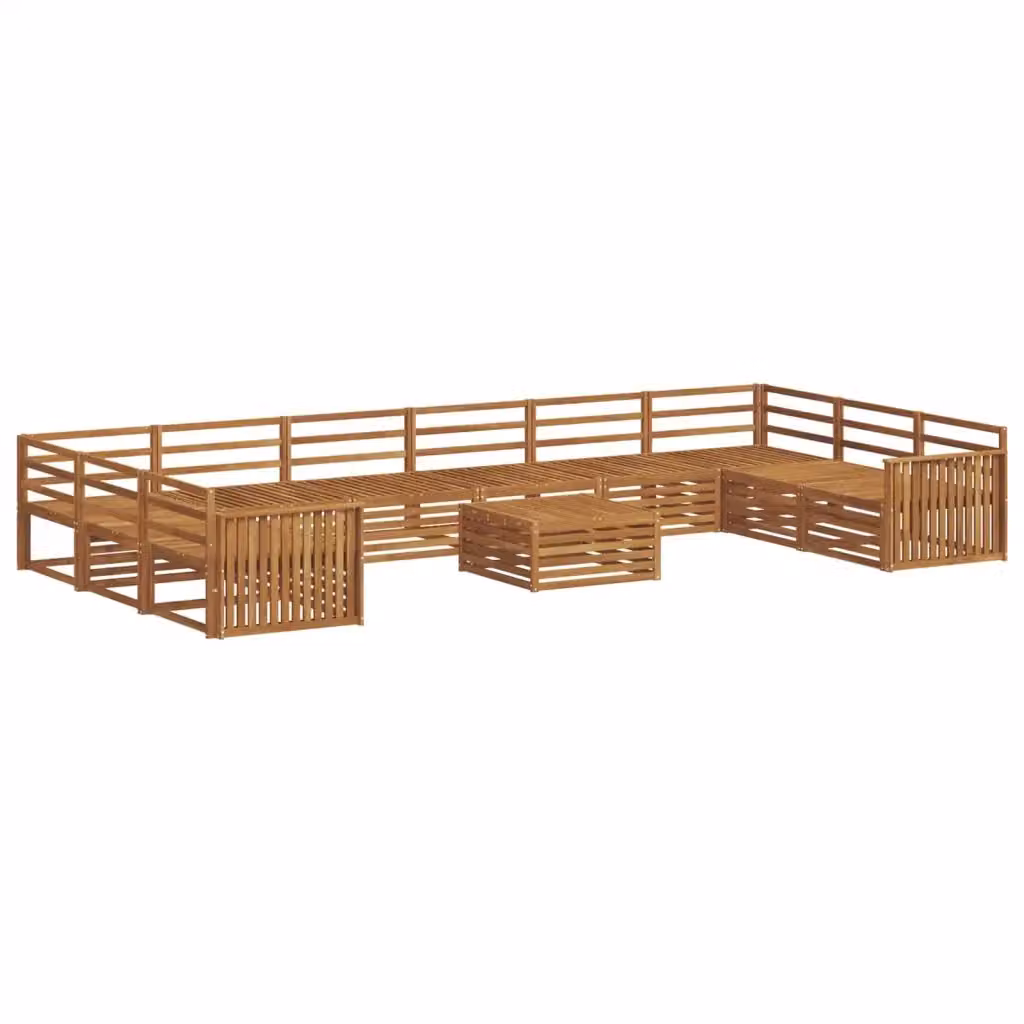 Set di divani da giardino vidaXL in legno di acacia massello, 11 pezzi, colore marrone – 2