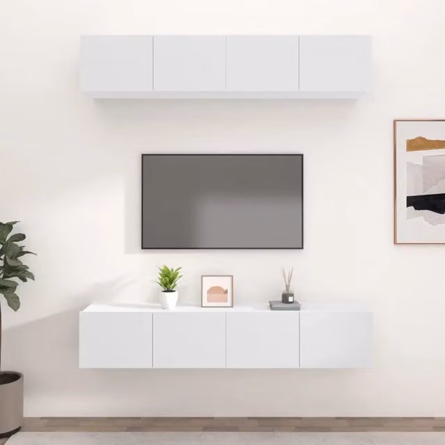 Mobili TV 4 pz Bianchi 80x30x30 cm in Legno Multistrato 3114182