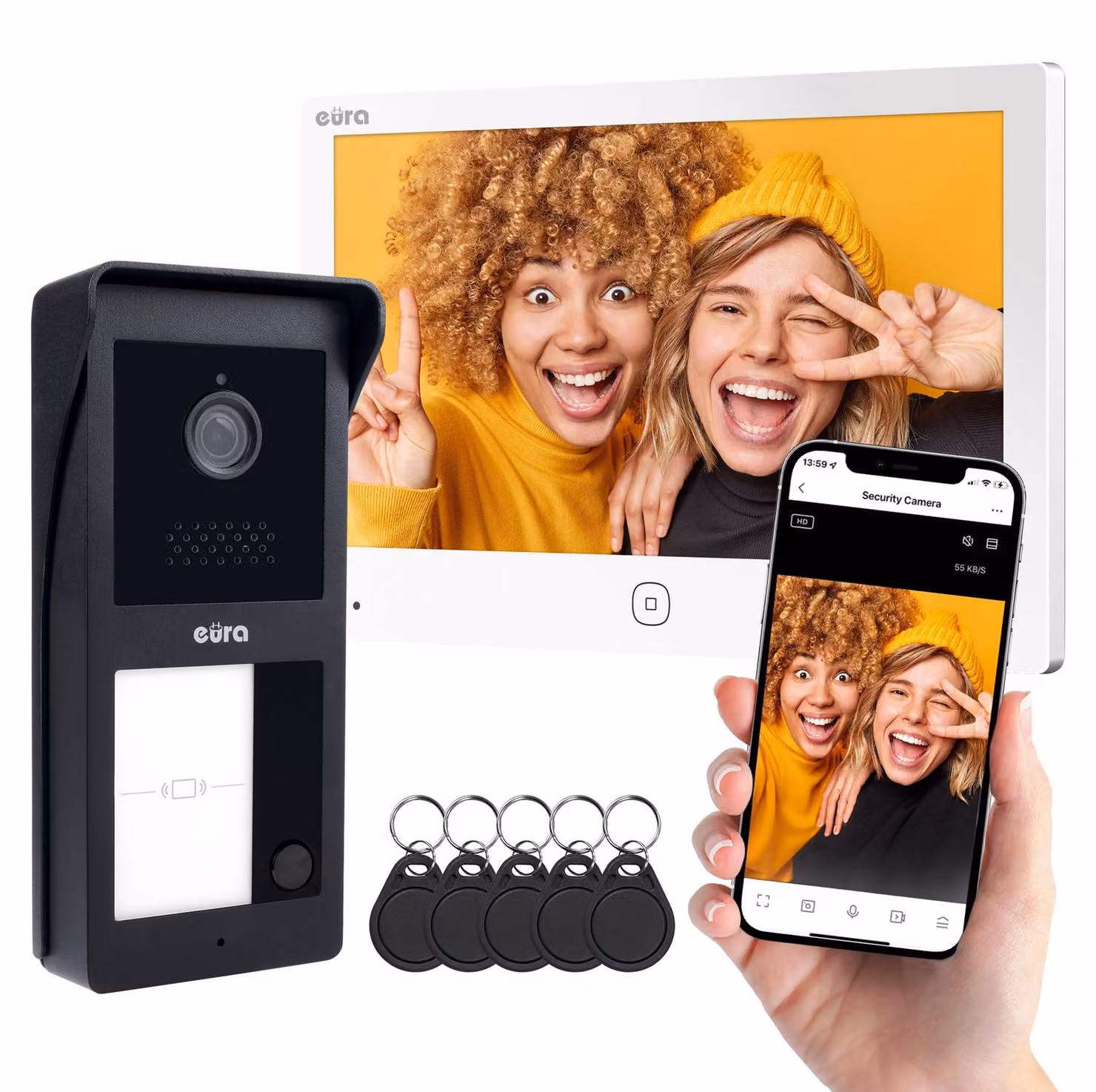 Videocitofono con schermo touchscreen da 7 pollici - Wi-Fi 2,4 e 5 GHz - Telecamera Full HD - Ideale per sistemi di citofonia moderni