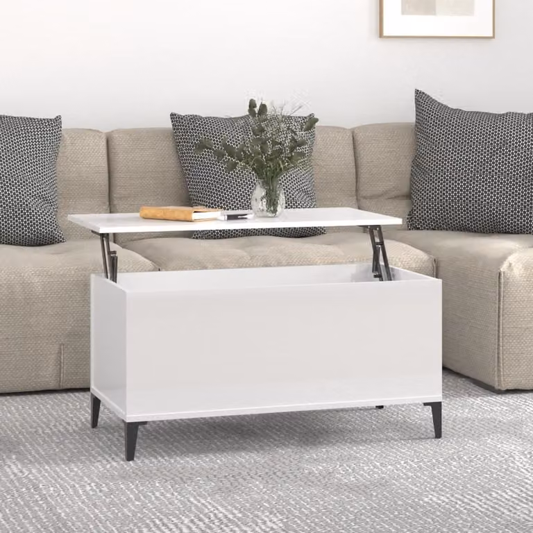Maison Exclusive - Tavolino bianco lucido 90x44,5x45 cm Materiale ligneo