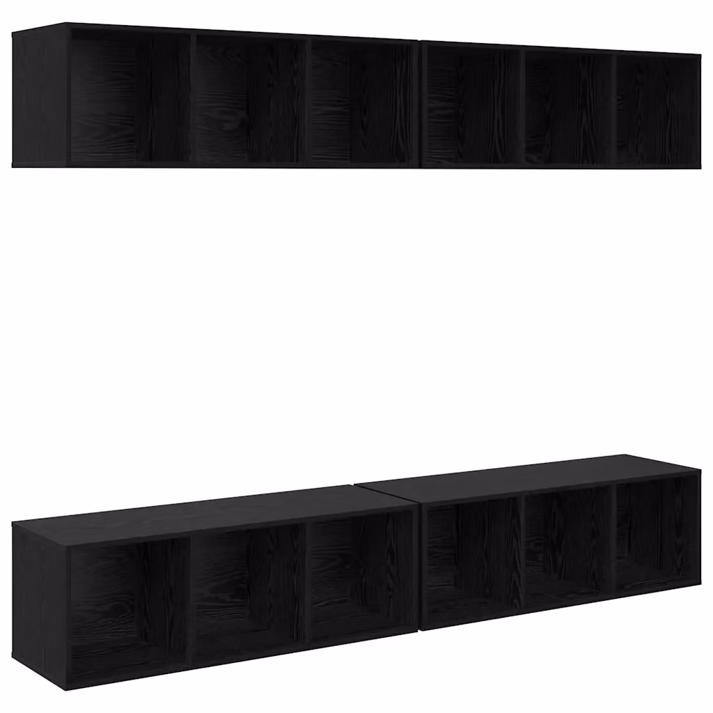Set mobile TV moderno vidaXL in 4 pezzi, Rovere e Nero, L/P/H: 37 x 37 x 107 cm – 2