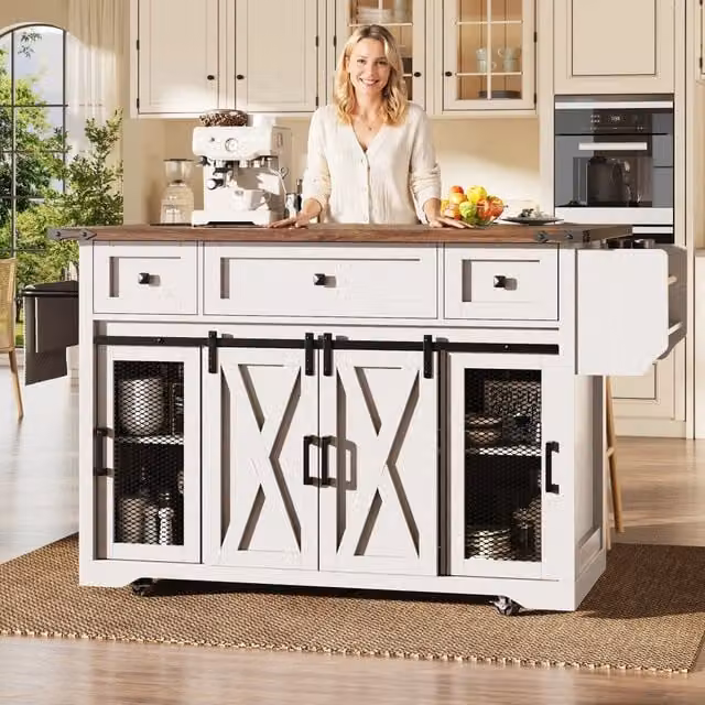 Carrello Isola Cucina ¨C Minimal ¨C Bianco Nero, Altezza 91cm, Portata 75kg