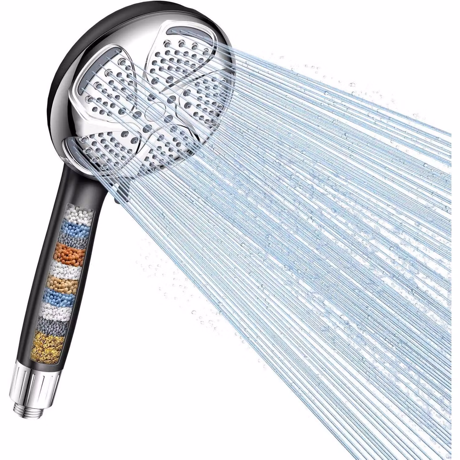 Digiroot Soffione Doccia con Filtro, 7 Modalità di Getto Soffione Doccia con Tubo da 1,5m, Filtrazione a 15 Stadi, Alta Pressione per Acqua Dura