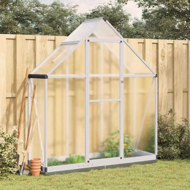 vidaXL Telaio Serra in Alluminio Argento con Copertura in Policarbonato Trasparente L/P/H: 169 x 58 x 202 cm