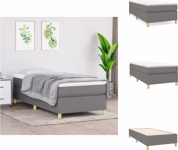 vidaXL Letto a molle insacchettate grigio scuro 90x190 cm in tessuto - Letti e strutture letto