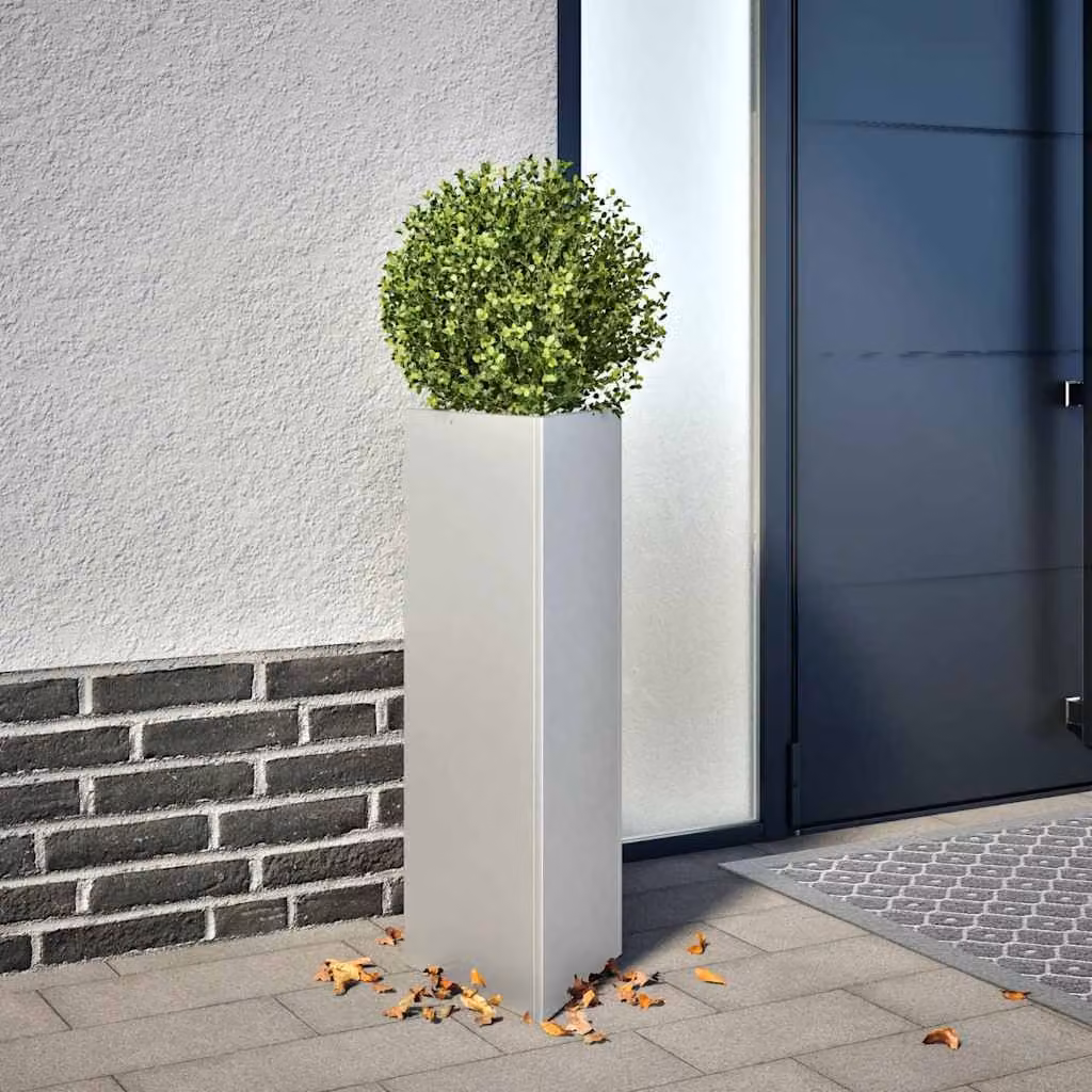 Fioriera da giardino triangolare vidaXL in acciaio zincato argento L/P/H: 30 x 26 x 75 cm