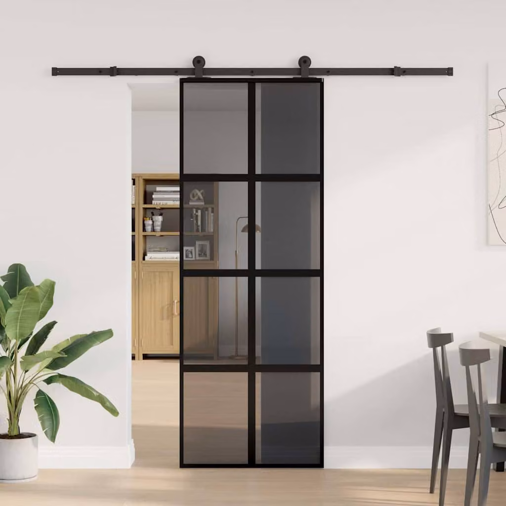 vidaXL Porta Scorrevole Ferramenta 76x205 cm Vetro Temperato Alluminio