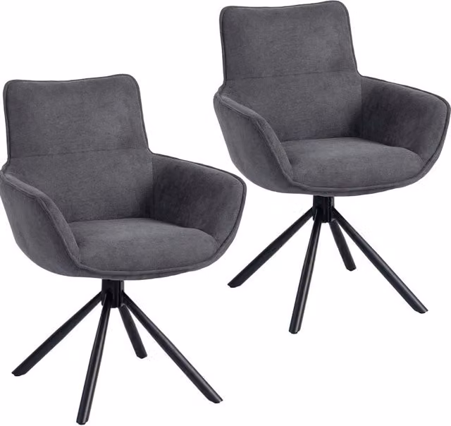 Set di 2 sedie da pranzo girevoli 67x64x87 cm grigio scuro