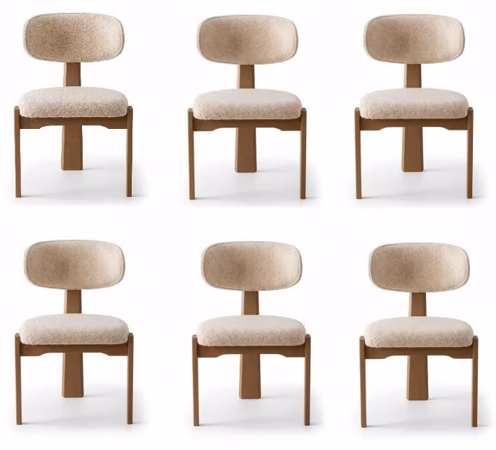 Set di sedie per tavolo da pranzo, stile moderno, colore beige, design elegante, struttura in legno