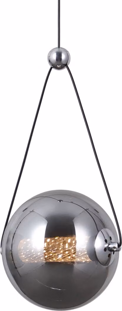 Lampada a sospensione moderna per cucina soggiorno sfera in vetro fumé cromato colore caldo LED 6W RASTIA Italux
