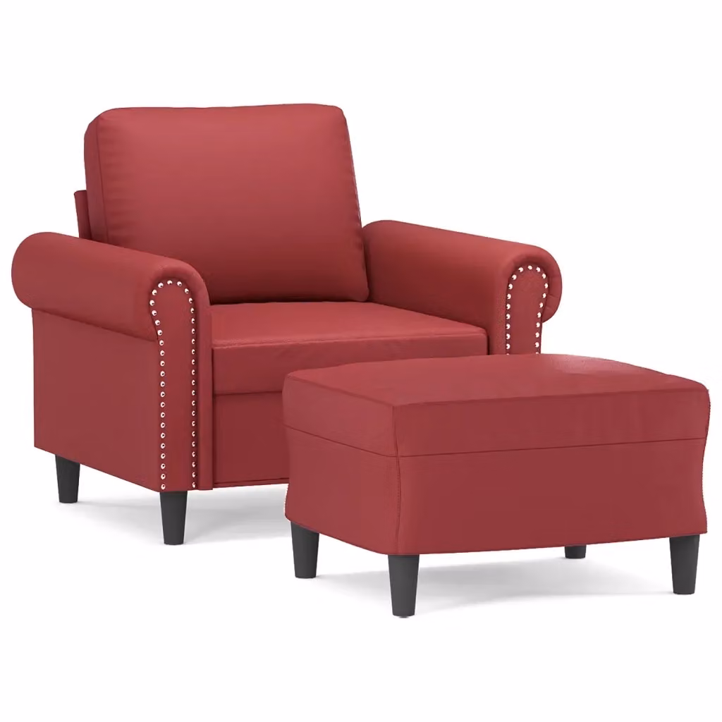Poltrona relax con poggiapiedi vidaXL in similpelle rossa per soggiorno – 2
