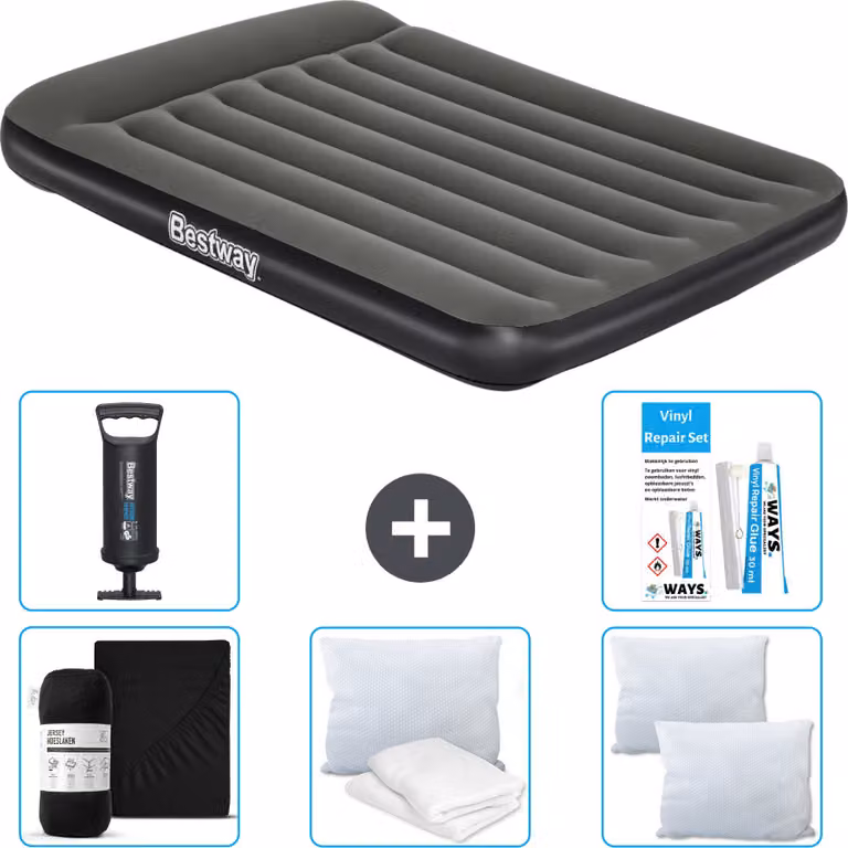 Materasso gonfiabile Bestway - Letto alla francese - 137 x 191 x 30 cm - Verde - Accessori inclusi