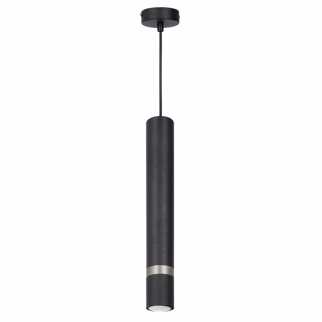 Lampada a sospensione tubolare orientabile nera con elemento argentato Joker 1xGU10 Milagro