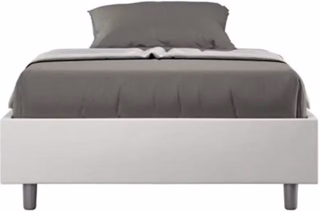 Letto matrimoniale francese contenitore imbottito 140x190 similpelle bianco Azelia