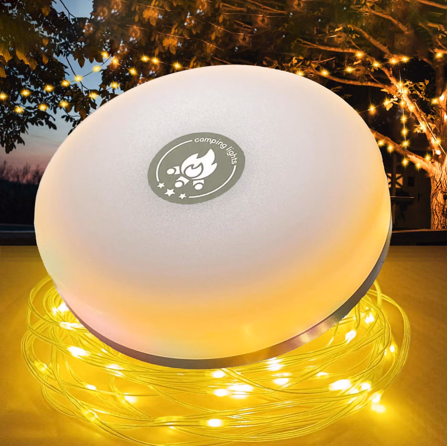 Luci decorative per campeggio, lunghezza 10 metri, 8 modalità, power bank da 2800mAh, luce bianco caldo