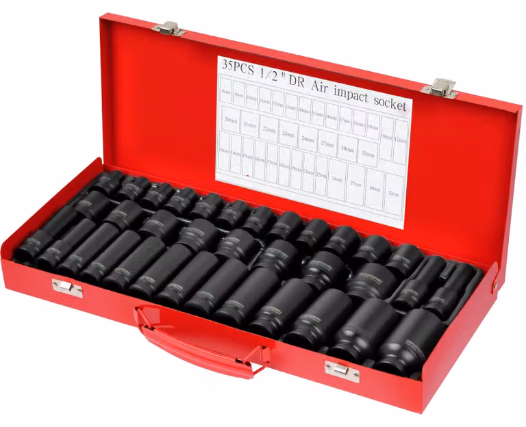 Set di bussole per avvitatore a percussione, 1/2 di pollice, 35 pezzi, a 6 punte, da 8 a 32 mm, per auto