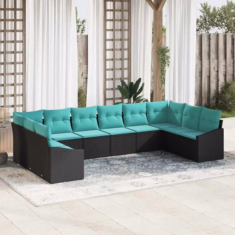 Maison Exclusive - Set di divani da esterno, 10 pezzi, colore nero [Materiale sintetico]: rattan sintetico