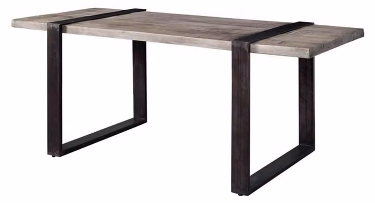 MASSIVMOEBEL24 | tavolo da pranzo in legno di Mango 170x90x76 grigio scuro laccato HEAVY INDUSTRY #103