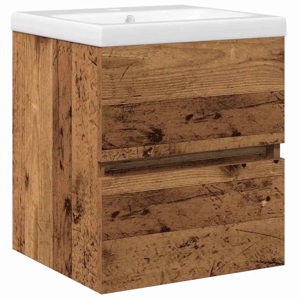 Mobile Lavabo-Armadietto da Bagno vidaXL in Legno Nero e Marrone, Design Minimalista, L/P/H: 41 x 39 x 62 cm – 2