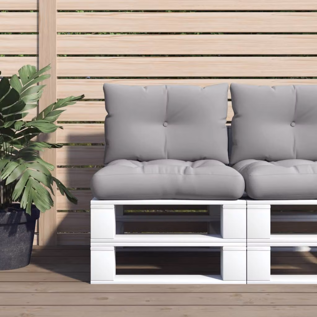 Set di 2 cuscini per pallet vidaXL grigi in poliestere resistente all'acqua e ai raggi UV, L/P/H: 61,5 x 60 x 10 cm