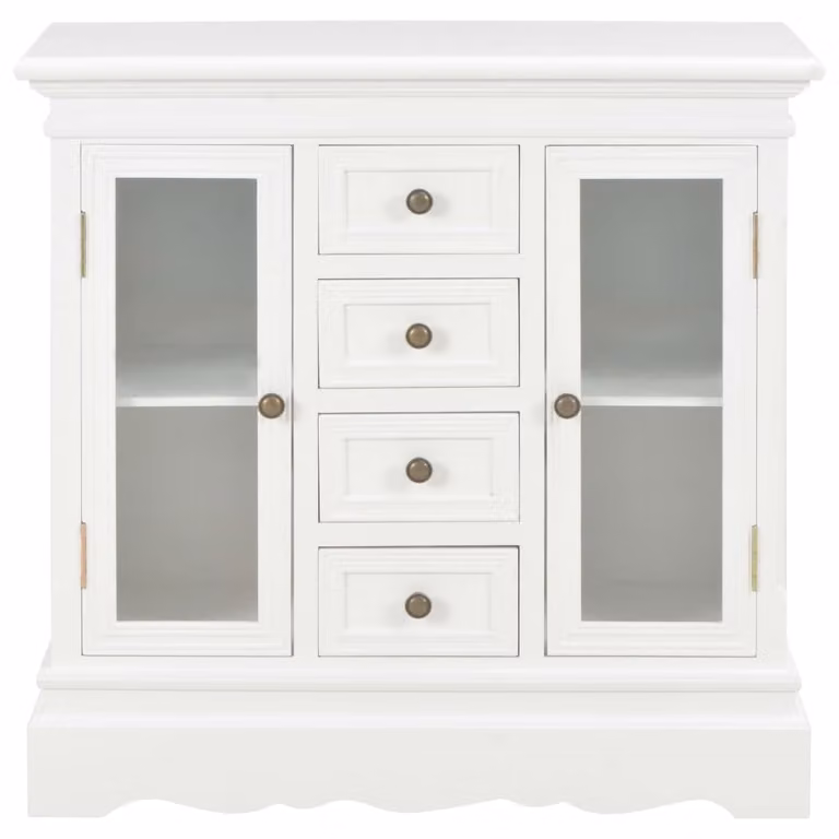 Credenza Bianca 70x28x70 cm in Legno Massello di Pino