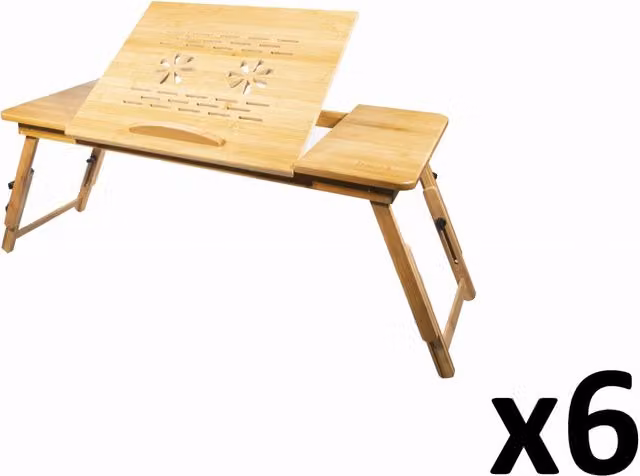 VALORA Tavolo per laptop in bambù XL - Regolabile, pieghevole, ventilato x 6