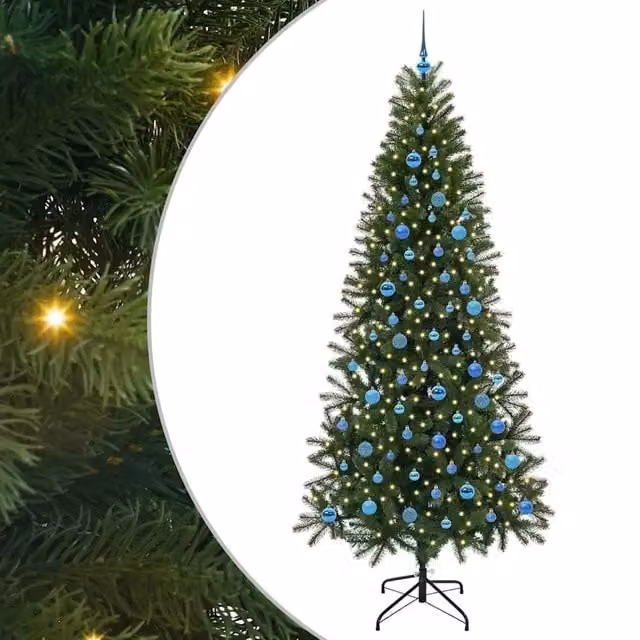 Albero di Natale Artificiale-Albero Natalizio con 300 LED Verde 240 cm PE e PVC 430077