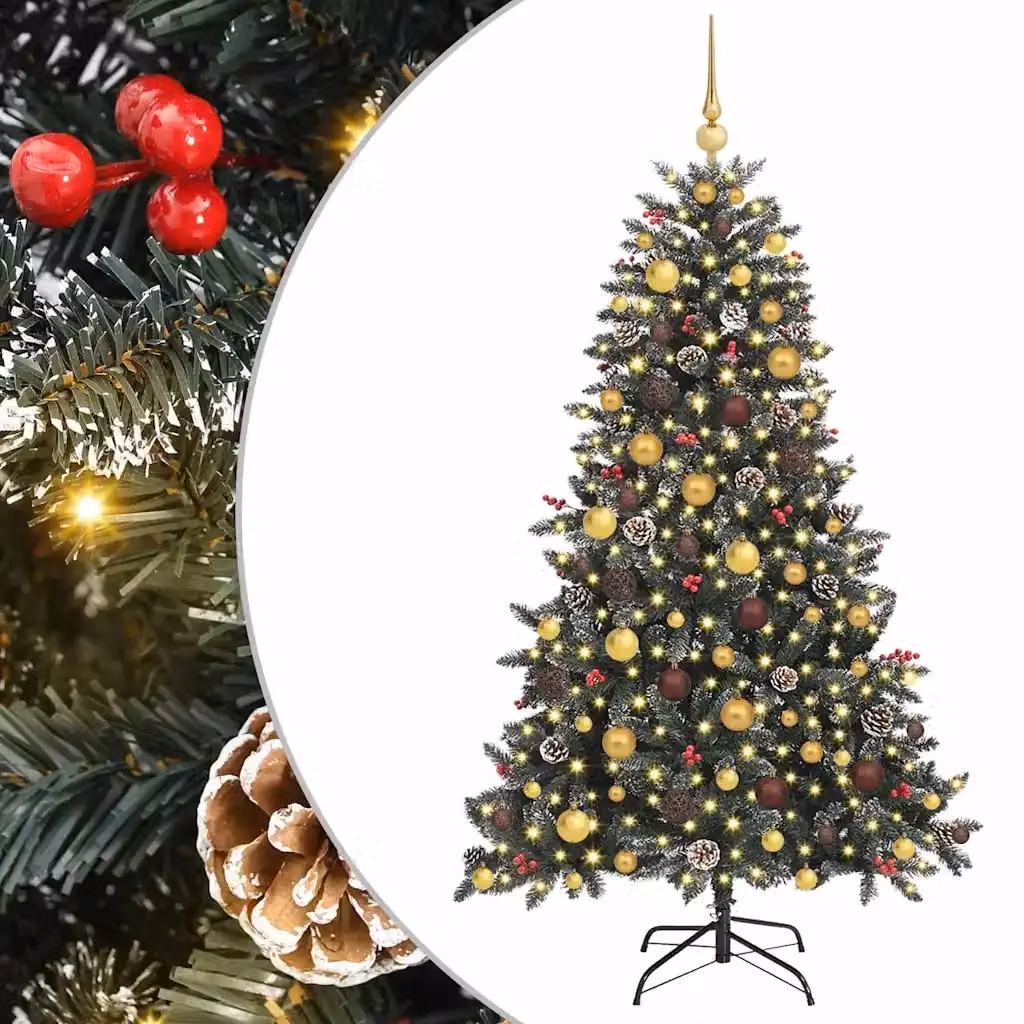 Albero di Natale artificiale moderno vidaXL verde con 300 LED luce bianca calda, Altezza: 180 cm – 2