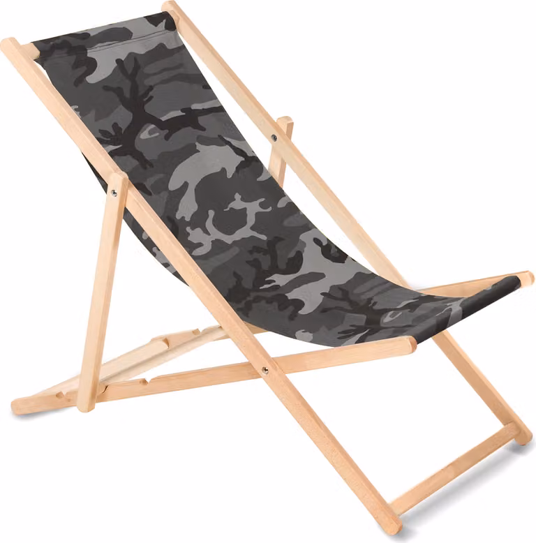 Sedia a sdraio in legno di faggio senza braccioli Lettino da giardino 110kg Grigio mimetico