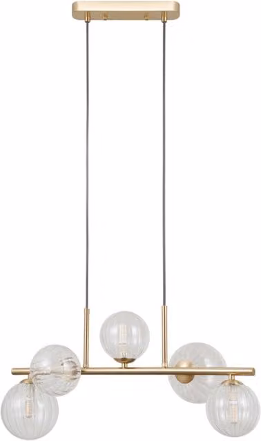 Lampada a sospensione Toledo Italux in ottone e vetro trasparente con sfere