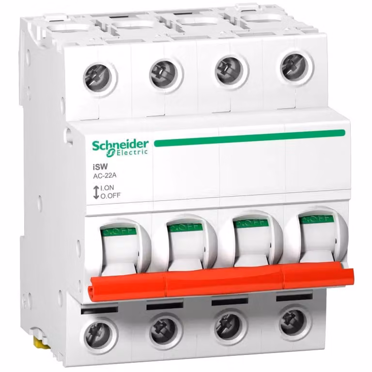 Interruttore sezionatore Schneider Electric iSW, 4 poli, 100 A, 415 V CA, manopola rossa A9S66491