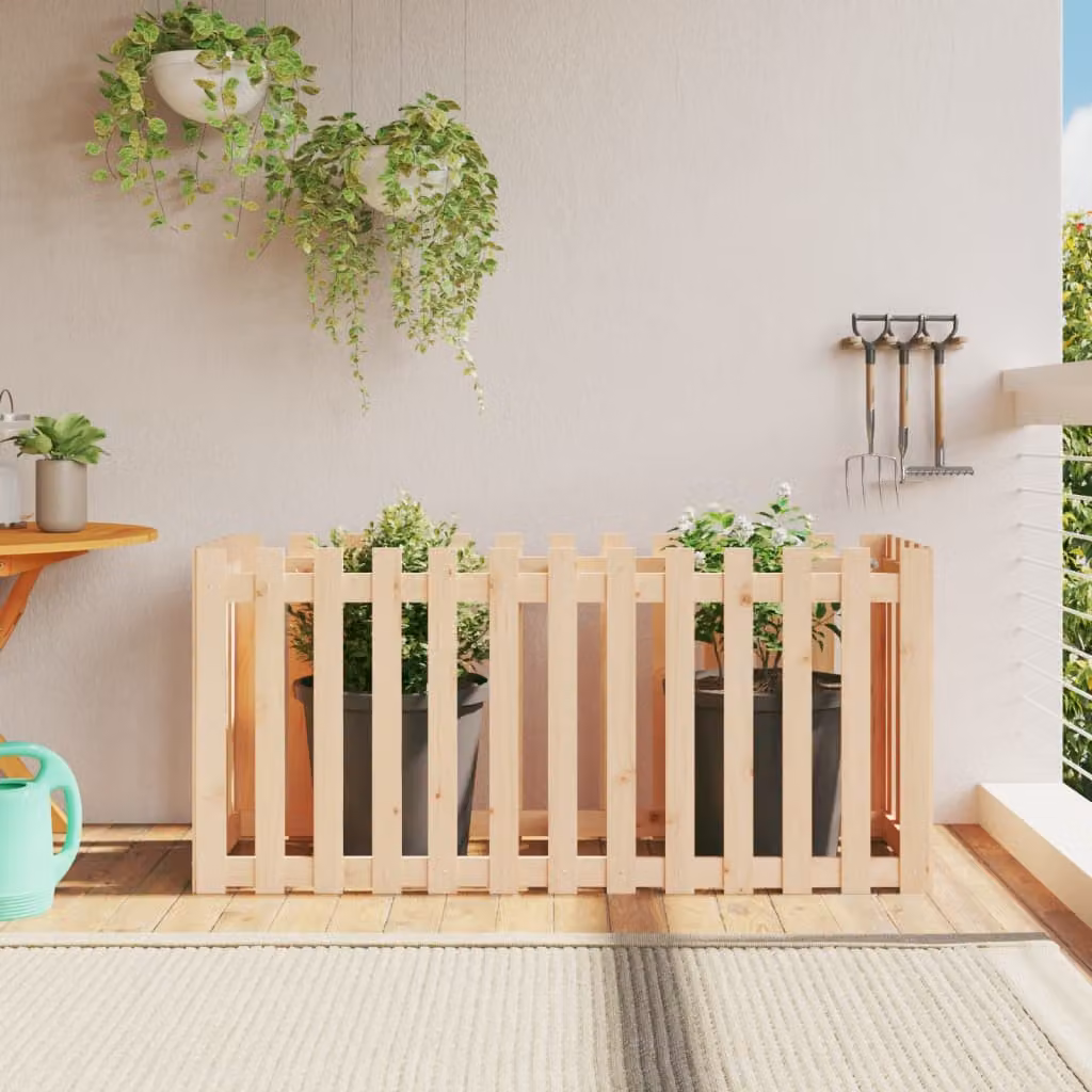 Fioriera Rialzata da Giardino Ornamentale vidaXL in Legno di Pino, Colore Marrone/Beige, L 150 x P 50 x H 70 cm